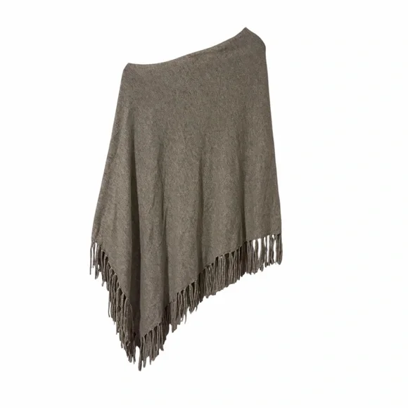 Sundance Cashmere Fringe Homefire Gray Knit Sweater Poncho Wrap One Size - Picture 3 of 8